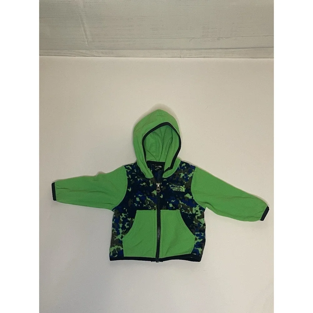 The North Face Infant 3-6M Fleece Hoodie Jacket Green Camo Full‎ Zip Baby